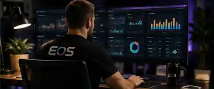Martial arts school owner reviewing business information on a dashboard